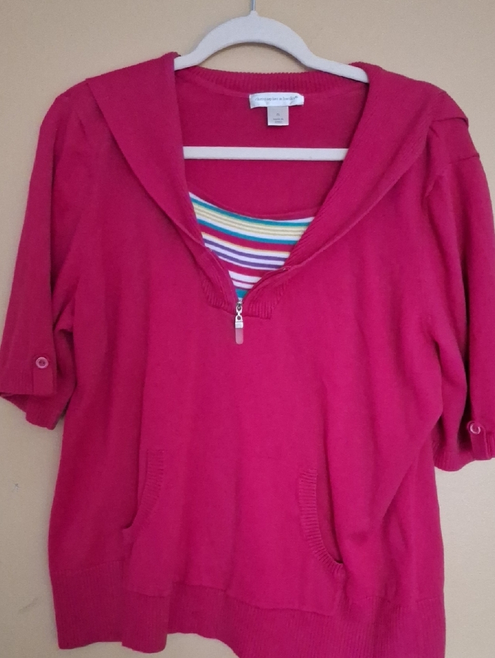 Christopher Banks Fuchsia Ribbed-Neck Pullover